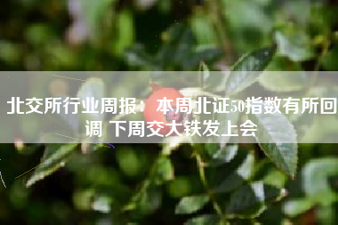 北交所行业周报：本周北证50指数有所回调 下周交大铁发上会