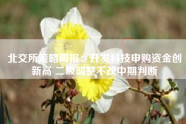 北交所策略周报：开发科技申购资金创新高 二级调整不改中期判断