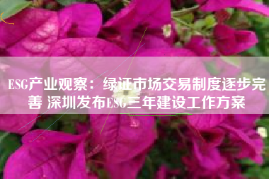 ESG产业观察：绿证市场交易制度逐步完善 深圳发布ESG三年建设工作方案