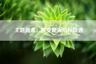 主题掘金：聚变能源招标提速