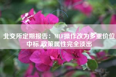 北交所定期报告：MLF操作改为多重价位中标 政策属性完全淡出