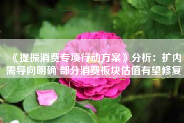 《提振消费专项行动方案》分析：扩内需导向明确 部分消费板块估值有望修复