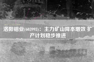 洛阳钼业(603993)：主力矿山降本增效 扩产计划稳步推进