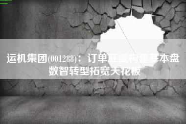 运机集团(001288)：订单旺盛构建基本盘 数智转型拓宽天花板