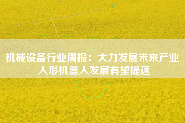 机械设备行业周报：大力发展未来产业 人形机器人发展有望提速