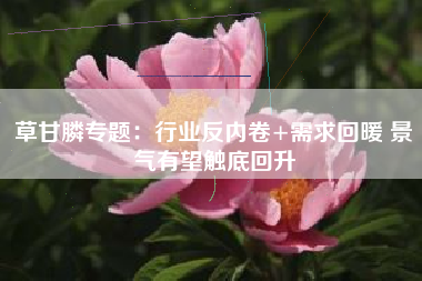 草甘膦专题：行业反内卷+需求回暖 景气有望触底回升