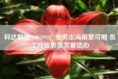 科达制造(600499)：业务出海前景可期 员工持股彰显发展信心