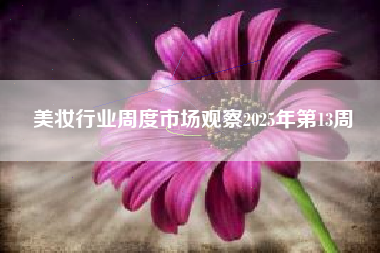 美妆行业周度市场观察2025年第13周
