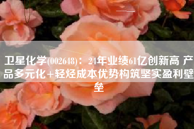 卫星化学(002648)：24年业绩61亿创新高 产品多元化+轻烃成本优势构筑坚实盈利壁垒