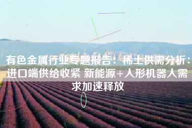 有色金属行业专题报告：稀土供需分析：进口端供给收紧 新能源+人形机器人需求加速释放