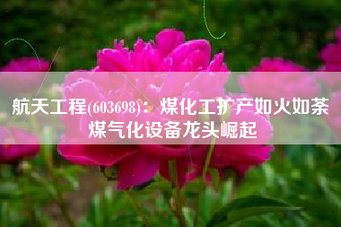 航天工程(603698)：煤化工扩产如火如荼 煤气化设备龙头崛起