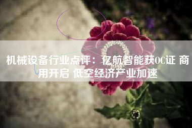 机械设备行业点评：亿航智能获OC证 商用开启 低空经济产业加速