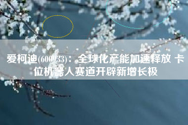 爱柯迪(600933)：全球化产能加速释放 卡位机器人赛道开辟新增长极