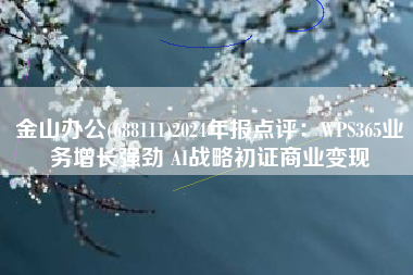 金山办公(688111)2024年报点评：WPS365业务增长强劲 AI战略初证商业变现