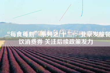“每食每刻”系列之(十二)：北京发放餐饮消费券 关注后续政策发力