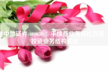 中信证券(600030)：手续费业务环比改善 投资业务结构优化