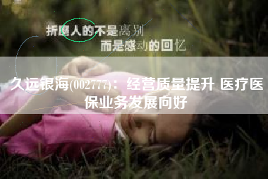 久远银海(002777)：经营质量提升 医疗医保业务发展向好