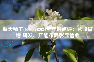 海天精工(601882)2024年年报点评：营收微增 研发、产能布局彰显信心