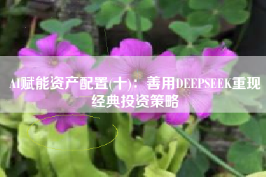 AI赋能资产配置(十)：善用DEEPSEEK重现经典投资策略
