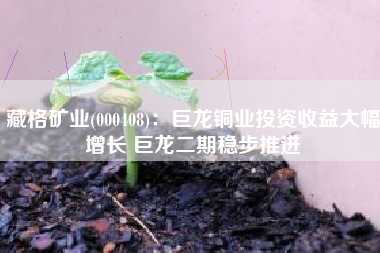 藏格矿业(000408)：巨龙铜业投资收益大幅增长 巨龙二期稳步推进