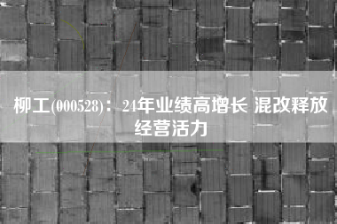 柳工(000528)：24年业绩高增长 混改释放经营活力