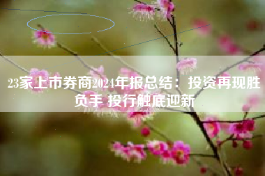 23家上市券商2024年报总结：投资再现胜负手 投行触底迎新