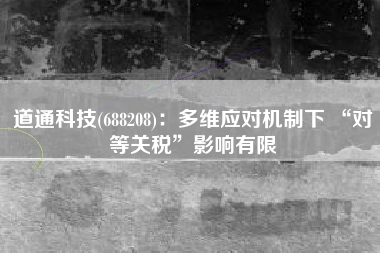 道通科技(688208)：多维应对机制下 “对等关税”影响有限