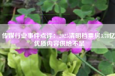 传媒行业事件点评：2025清明档票房3.78亿 优质内容供给不足