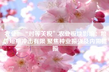 农业：“对等关税”农业板块影响：粮价短期冲击有限 聚焦种业振兴及内需提振