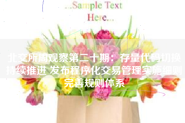 北交所周观察第二十期：存量代码切换持续推进 发布程序化交易管理实施细则完善规则体系