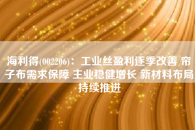 海利得(002206)：工业丝盈利逐季改善 帘子布需求保障 主业稳健增长 新材料布局持续推进