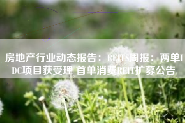 房地产行业动态报告：REITS周报：两单IDC项目获受理 首单消费REIT扩募公告