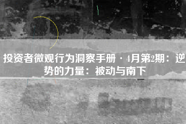 投资者微观行为洞察手册·4月第2期：逆势的力量：被动与南下