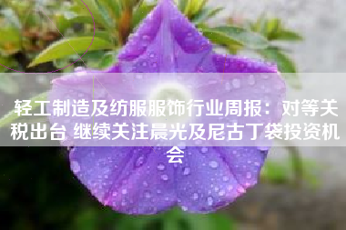 轻工制造及纺服服饰行业周报：对等关税出台 继续关注晨光及尼古丁袋投资机会