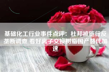 基础化工行业事件点评：杜邦被施行反垄断调查 看好离子交换树脂国产替代加速