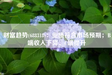 财富趋势(688318)：业绩符合市场预期；B端收入下降、C端提升