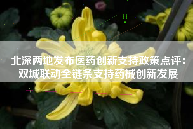 北深两地发布医药创新支持政策点评：双城联动全链条支持药械创新发展