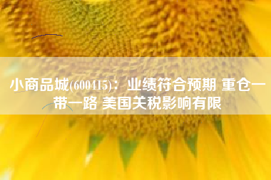 小商品城(600415)：业绩符合预期 重仓一带一路 美国关税影响有限