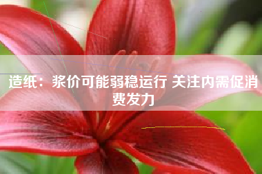 造纸：浆价可能弱稳运行 关注内需促消费发力