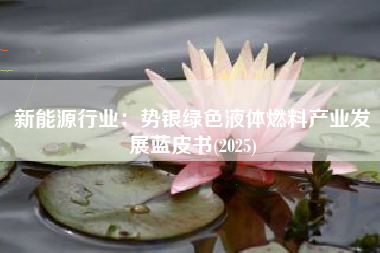 新能源行业：势银绿色液体燃料产业发展蓝皮书(2025)