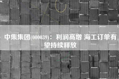 中集集团(000039)：利润高增 海工订单有望持续释放