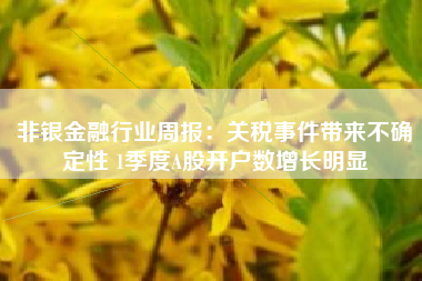 非银金融行业周报：关税事件带来不确定性 1季度A股开户数增长明显