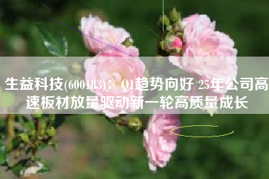 生益科技(600183)：Q1趋势向好 25年公司高速板材放量驱动新一轮高质量成长