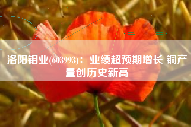 洛阳钼业(603993)：业绩超预期增长 铜产量创历史新高