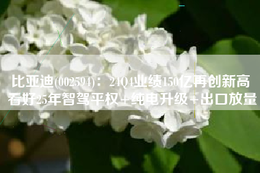 比亚迪(002594)：24Q4业绩150亿再创新高 看好25年智驾平权+纯电升级+出口放量