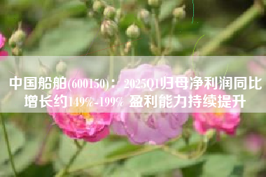中国船舶(600150)：2025Q1归母净利润同比增长约149%-199% 盈利能力持续提升