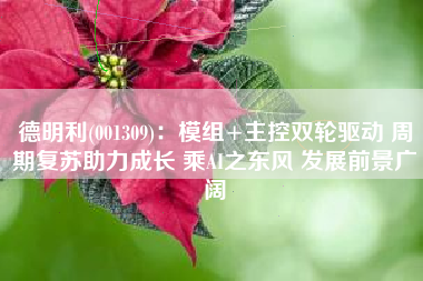 德明利(001309)：模组+主控双轮驱动 周期复苏助力成长 乘AI之东风 发展前景广阔