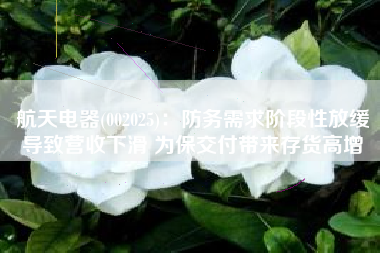 航天电器(002025)：防务需求阶段性放缓导致营收下滑 为保交付带来存货高增