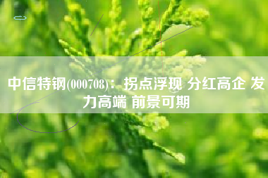 中信特钢(000708)：拐点浮现 分红高企 发力高端 前景可期