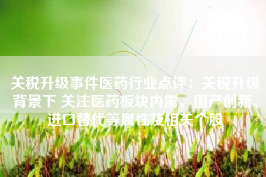 关税升级事件医药行业点评：关税升级背景下 关注医药板块内需、国产创新、进口替代等属性及相关个股